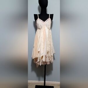 🍒 Boho Vintage Layered Lace Upcycled Slip Wedding Dress